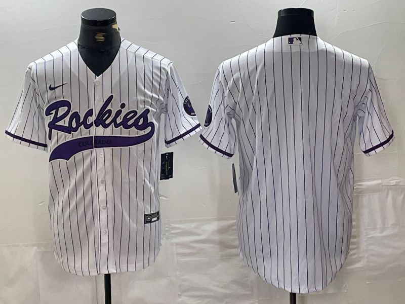 Men Colorado Rockies Blank White Stripe Joint name Nike 2024 MLB Jersey style 1